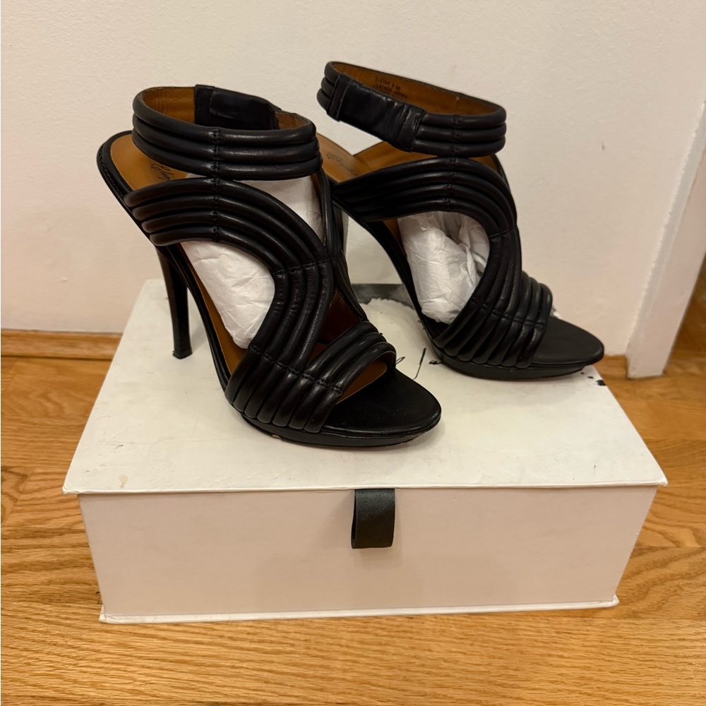 Elizabeth and James Black Strappy Heels